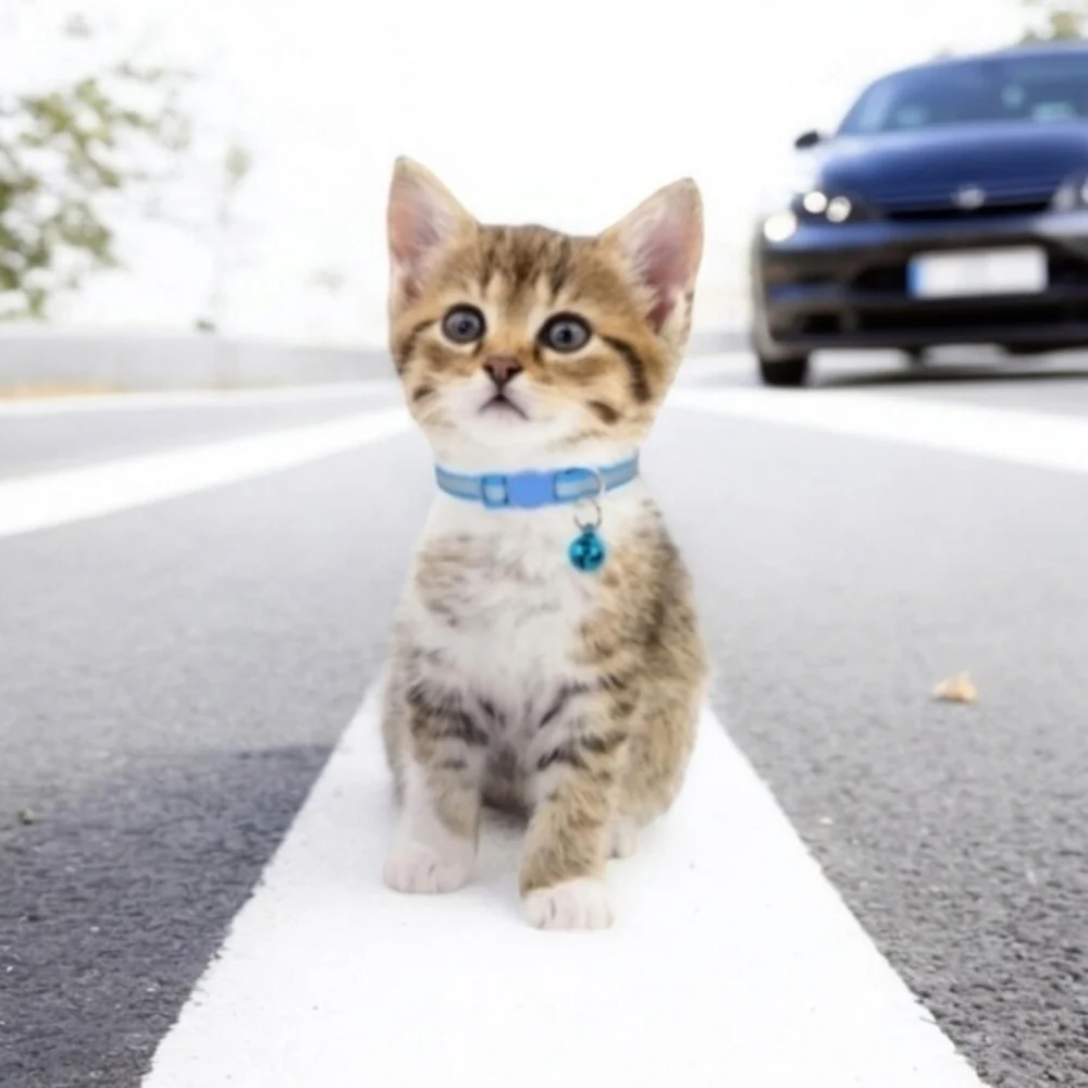 Reflective Adjustable Breakaway Cat Collar‎ Nylon Strip Sky Blue
